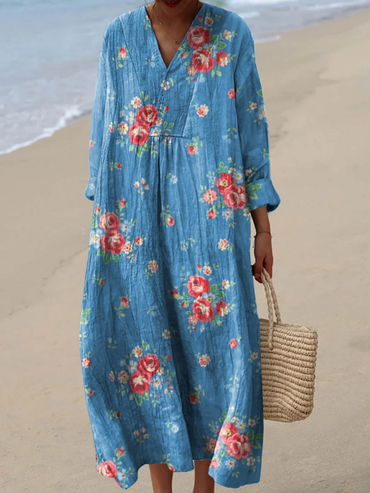 Women's Vintage Lovely Floral Pattern Art Print Dress