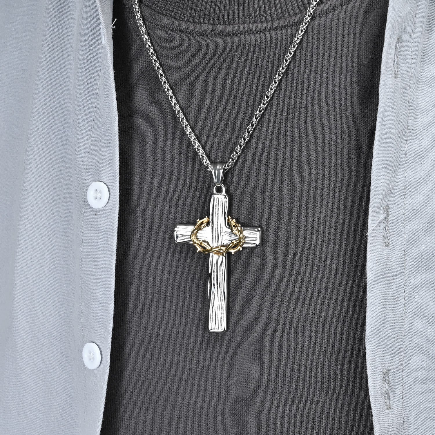 FAITH AS YOUR ARMOR: Jesus Crown Of Thorns Cross Sacred Necklace