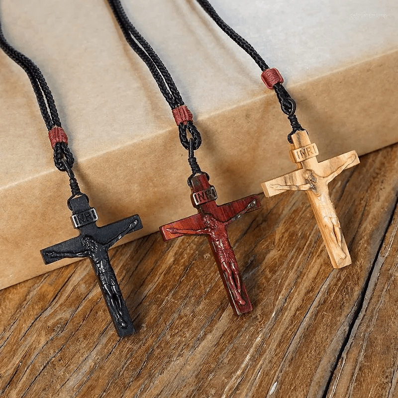 FAITH AS YOUR ARMOR: Jesus Crucifix Wooden Necklace