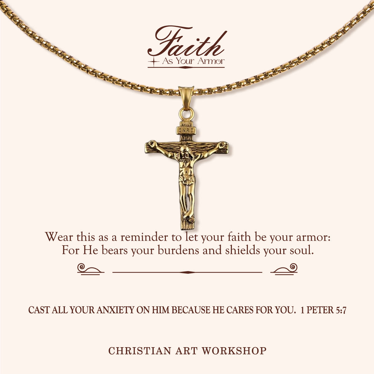 FAITH AS YOUR ARMOR: Crucifix Pendant Charm Necklace