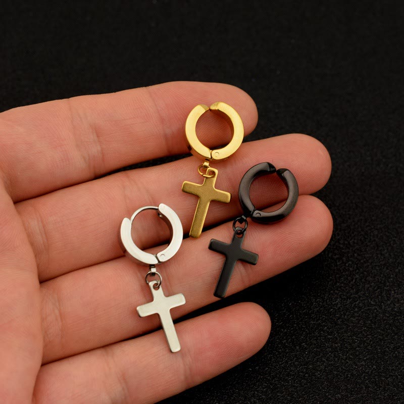 Chic Cross Dangle Hoop Earrings: Fashionable Jewelry for Everyday Style