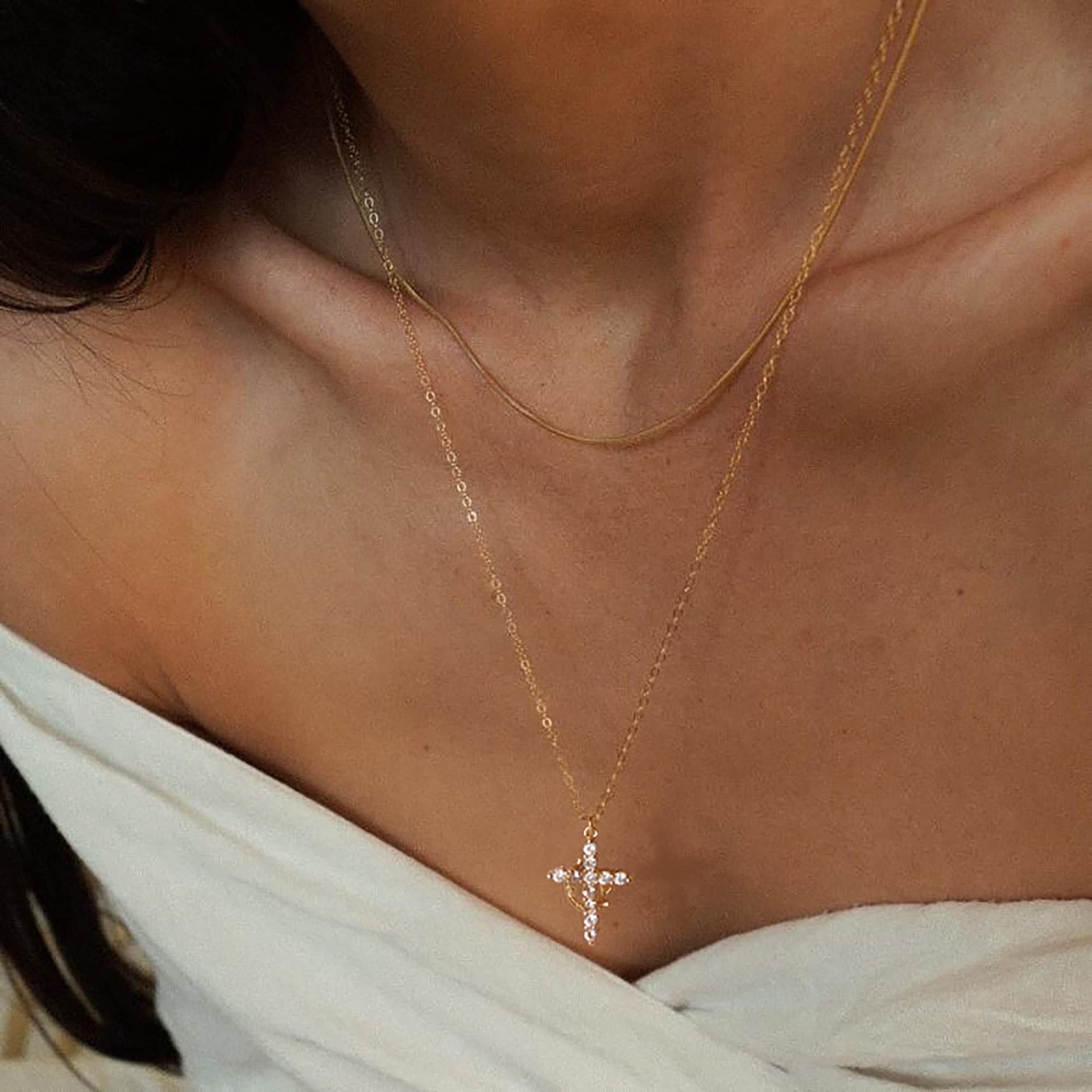 Modern Faith Crown Cross Necklace and Earring Set
