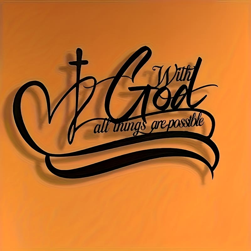 Christian Artwork Workshop Black Metal Wall Decor: Cross with 'With God All Things Are Possible' Verse