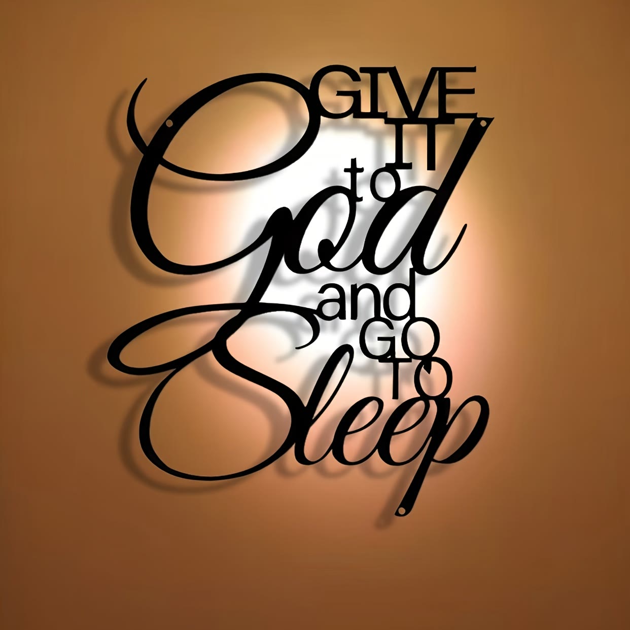 Christian Artwork Workshop 'Give It to God and Go to Sleep' Metal Wall Decor: Embrace Faith for Inner Peace