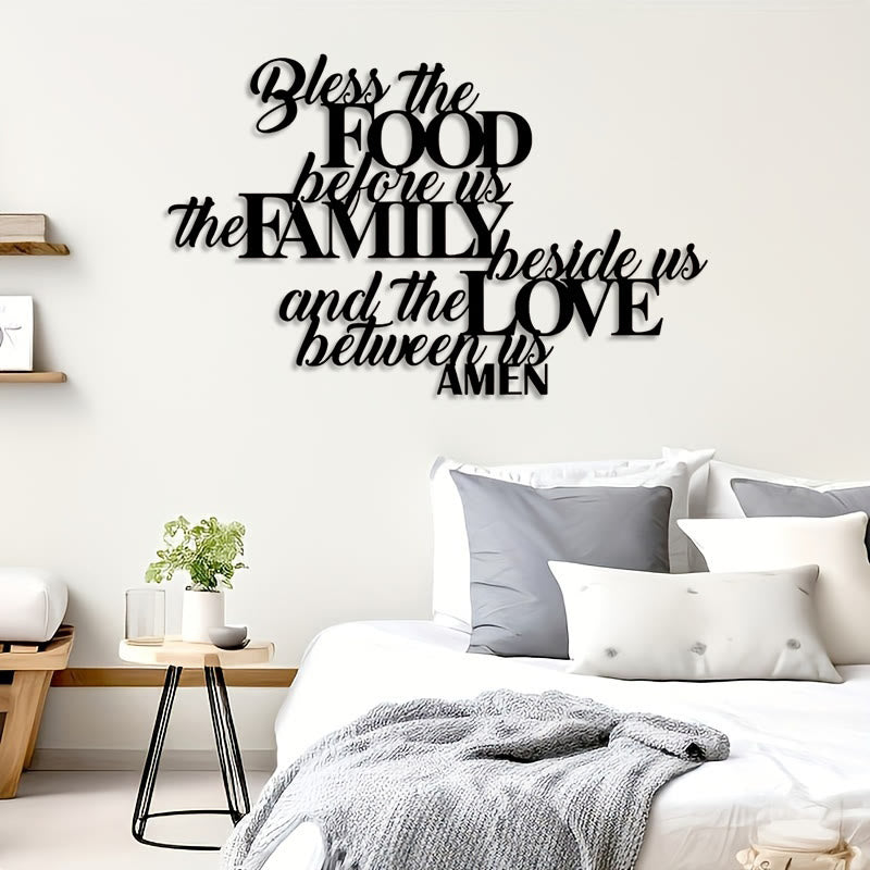 Christian Artwork Workshop 'Bless the Food Before Us' Metal Wall Decor: Ideal for Dining Room Decoration