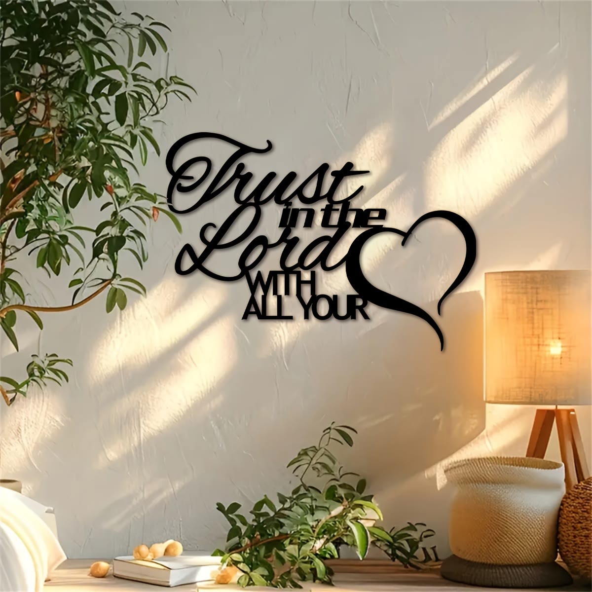 Christian Artwork Workshop Trust in the Lord Heart Metal Wall Decor: A Faithful Reminder for Your Spiritual Home