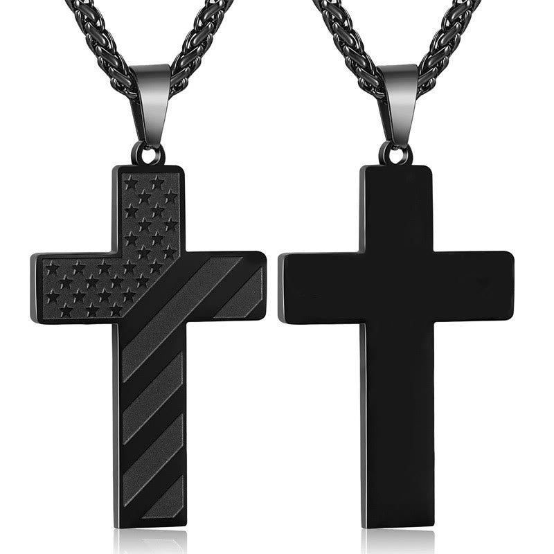 Scripture Cross with American Flag