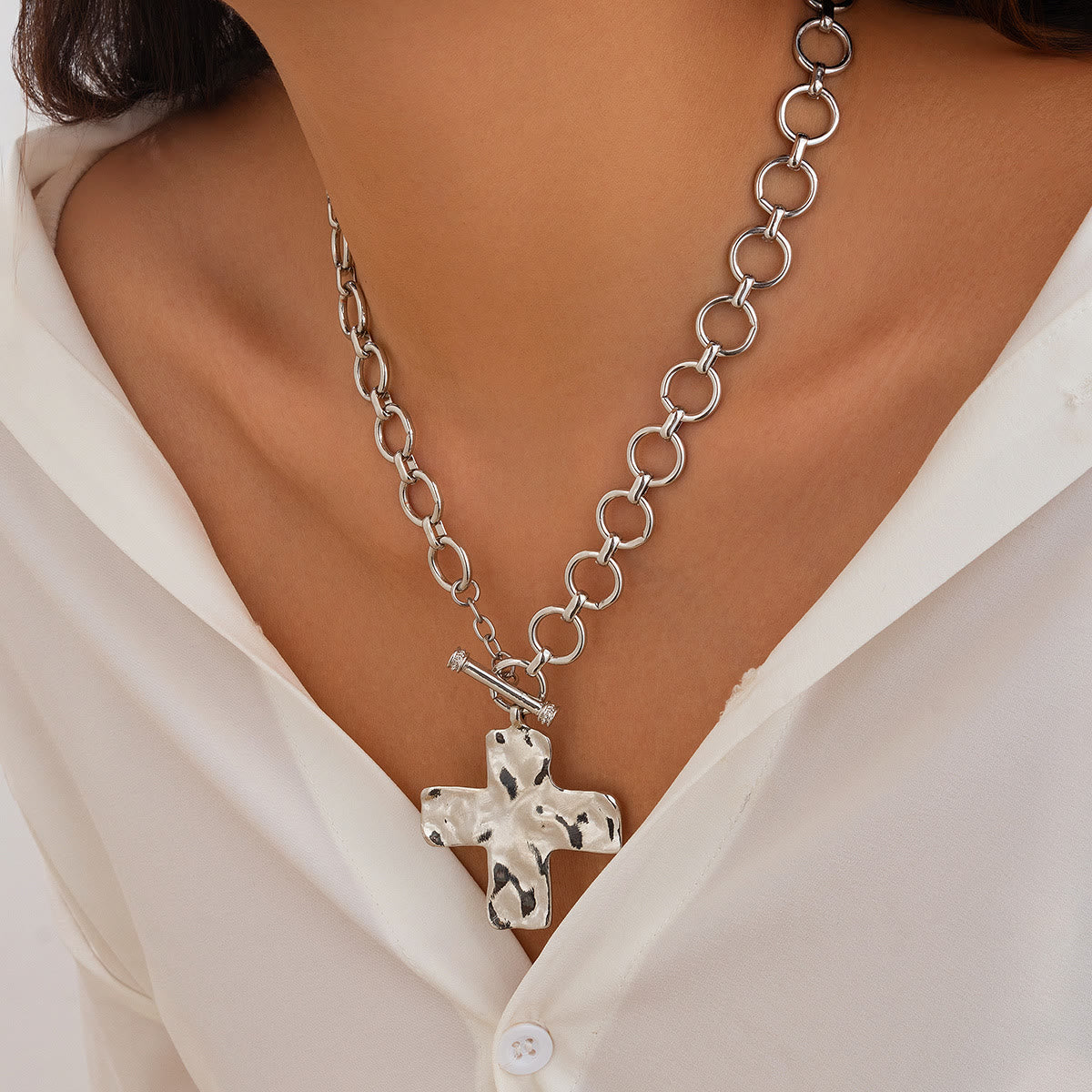 Antique Hammered Cross Pendant