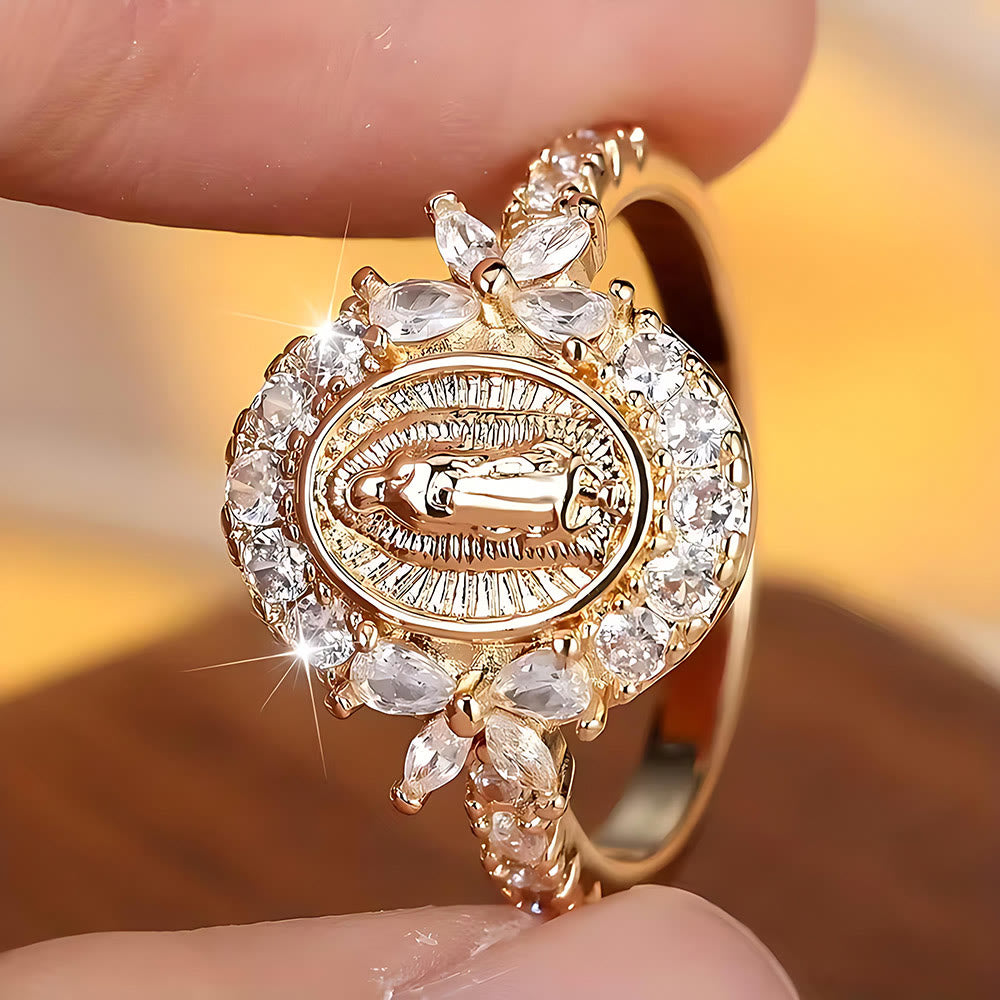Elegant Virgin Mary Emblem Ring