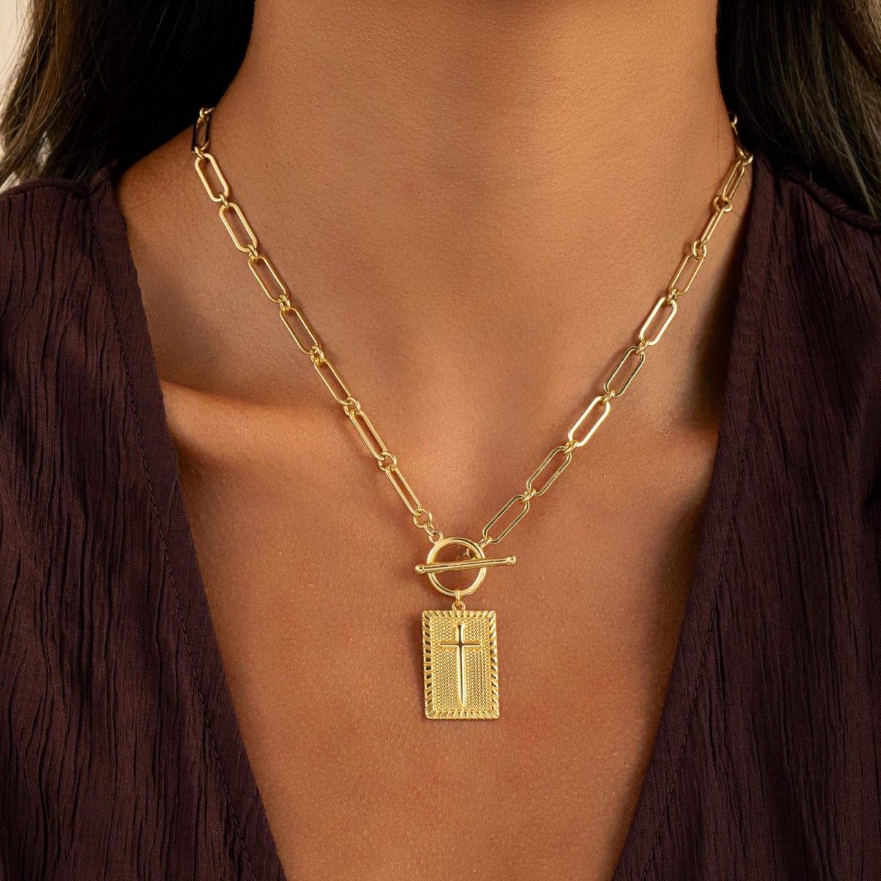 Elegant Cross Tag Pendant