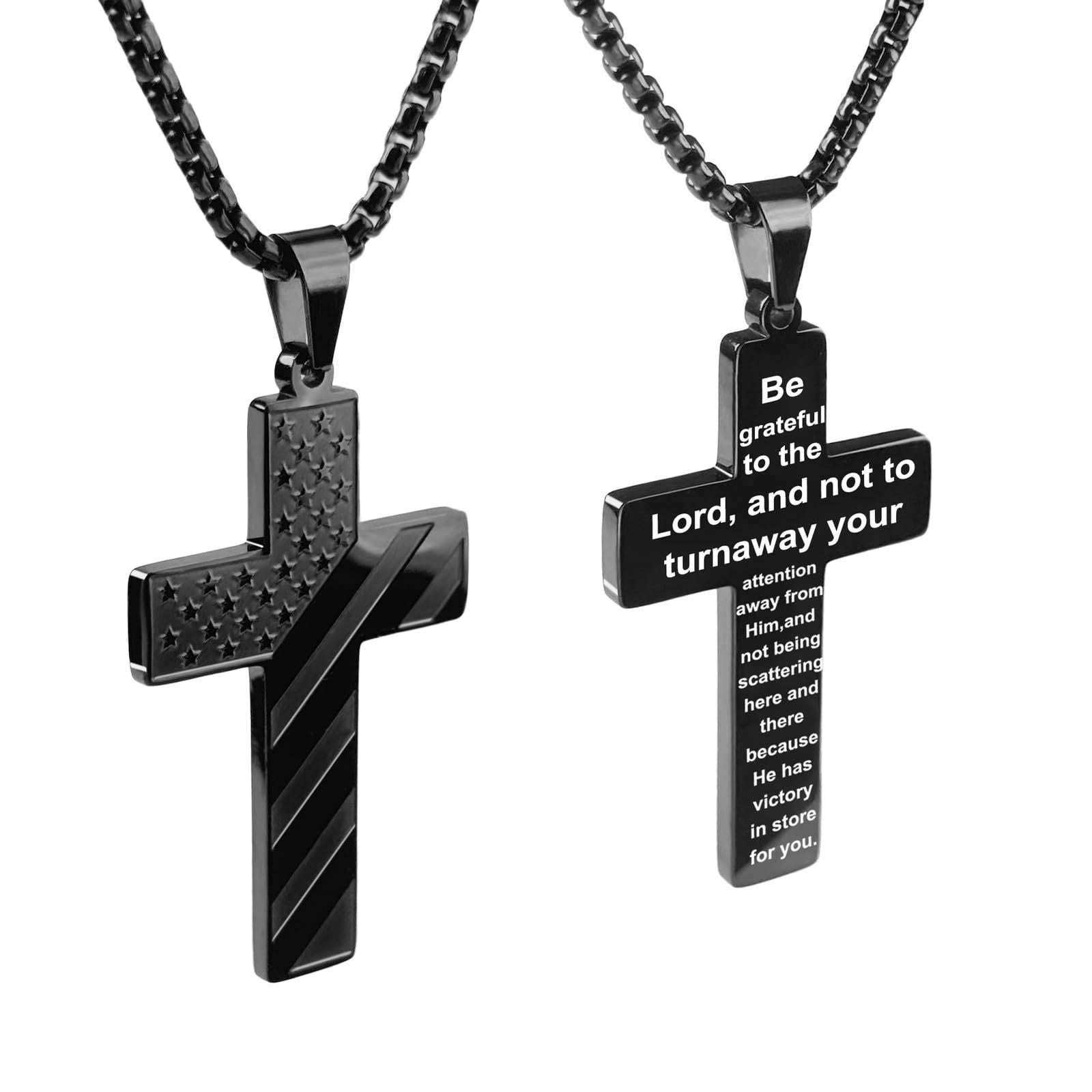 Scripture Cross with American Flag