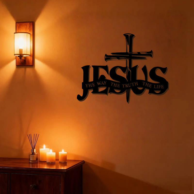 Christian Artwork Workshop Faithful Jesus & Cross Metal Wall Decor for Home