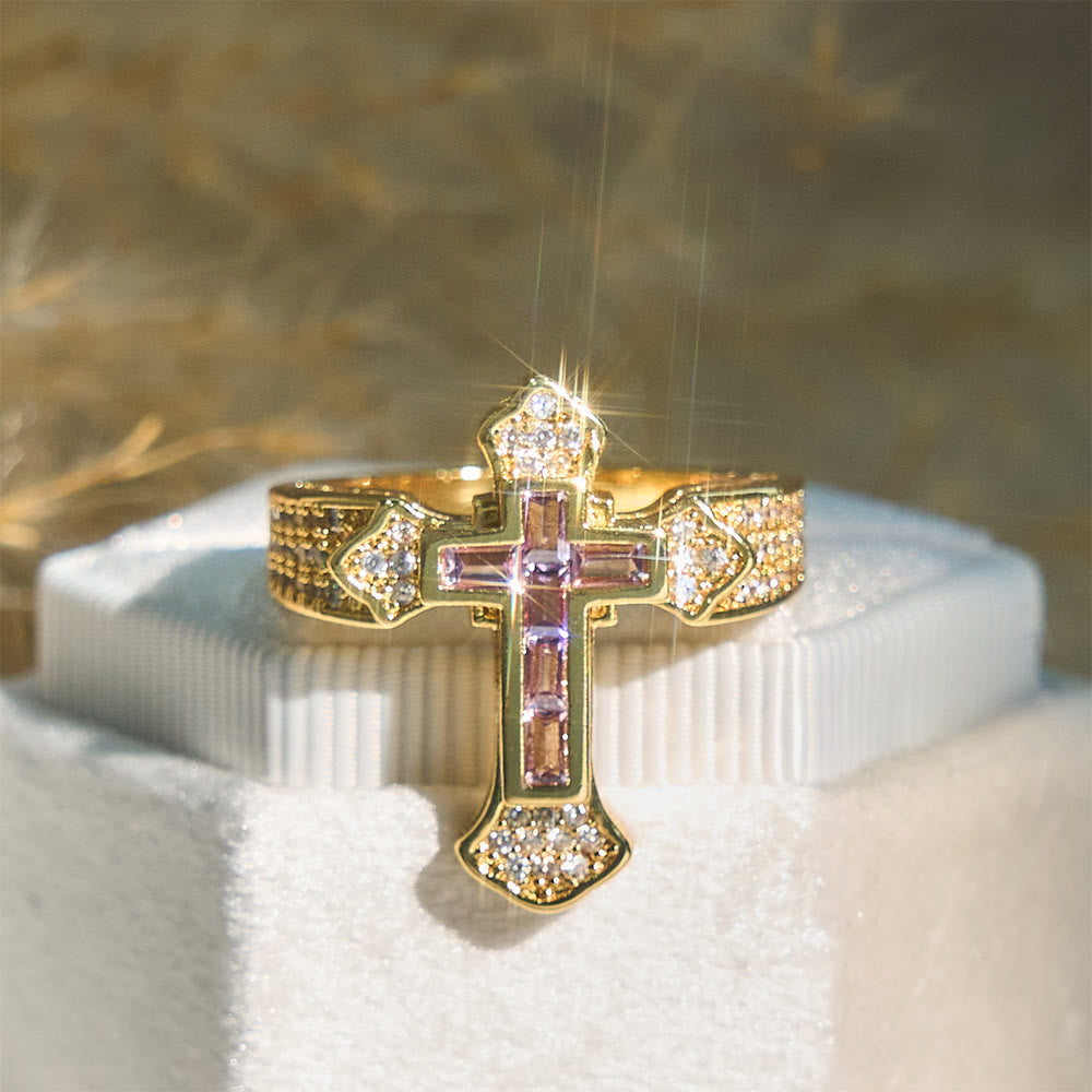 Cross Ring with Zirconia Accents
