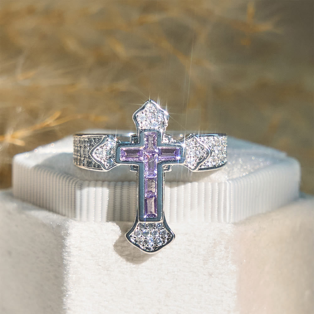 Cross Ring with Zirconia Accents