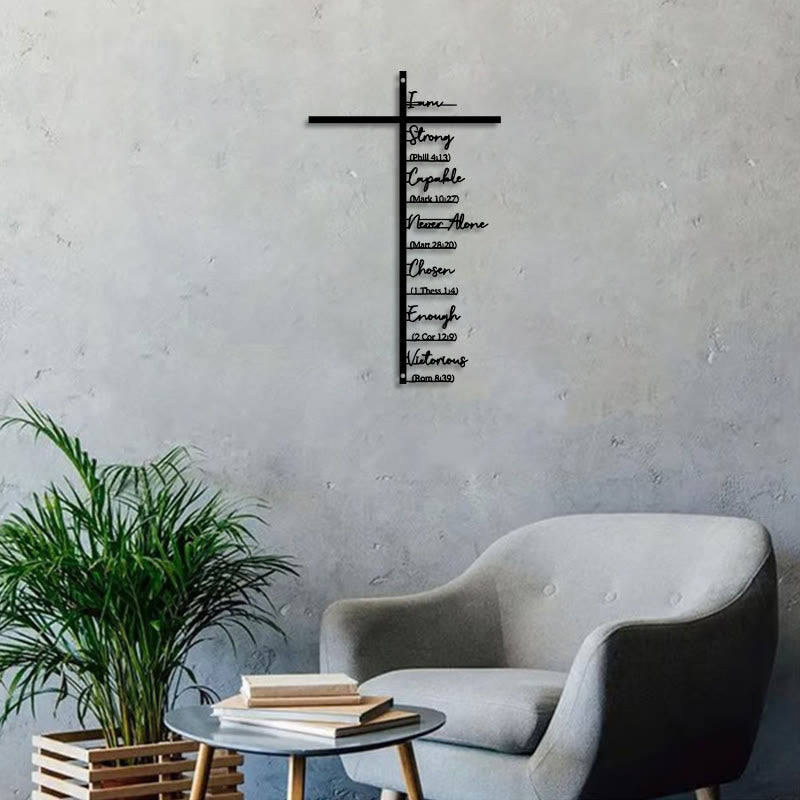 Christian Artwork Workshop Metal Wall Decor: Inspirational Biblical Verse Cross for Daily Faith