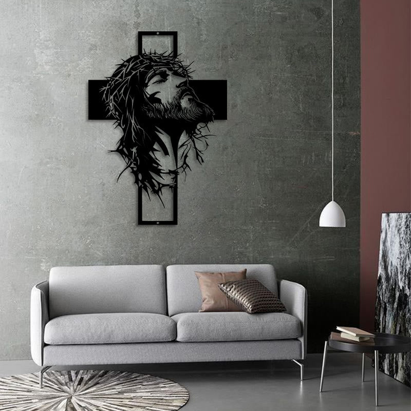 Christian Artwork Workshop Crown of Thorns Jesus Cross Metal Wall Decor: A Meaningful Expression of Faith