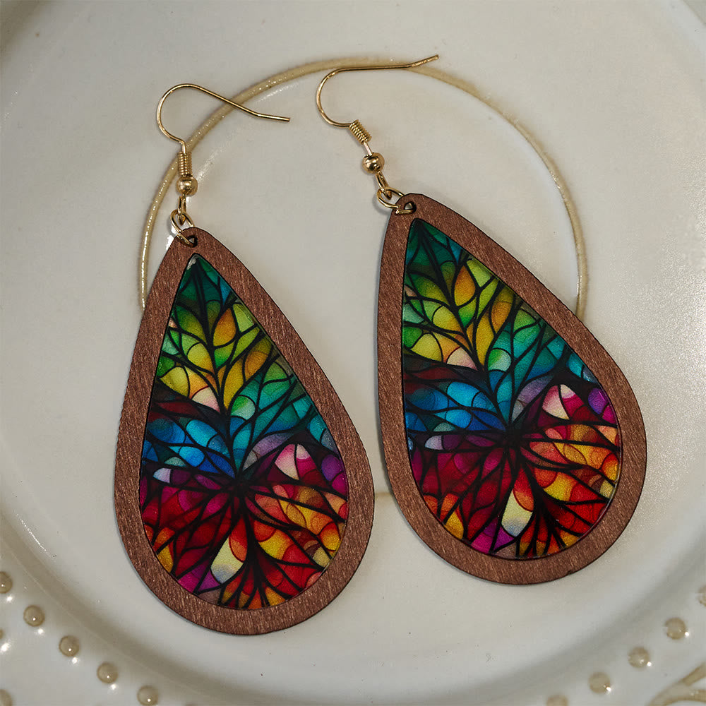 Glorious Grace Teardrop Earrings Inspired by Vibrant Stained Glass Church Art