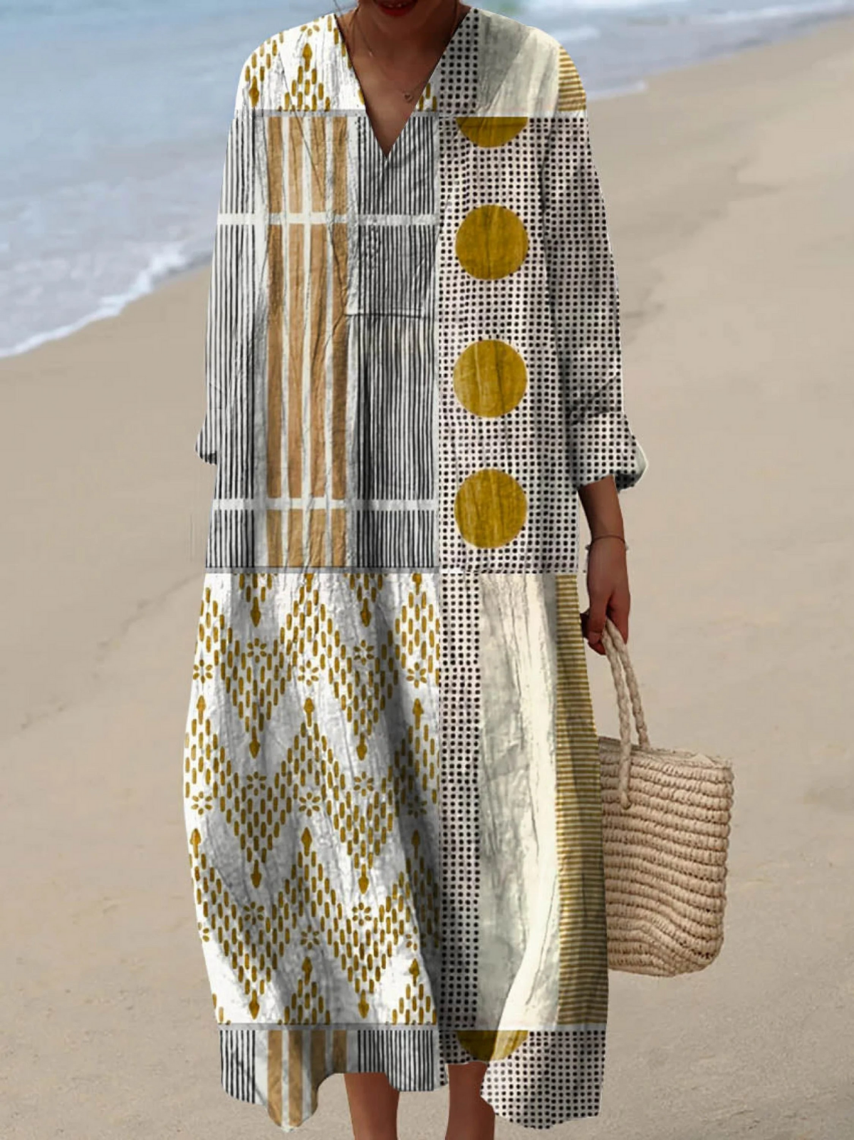Women's Abstract Geometric Pattern Art Print Dress