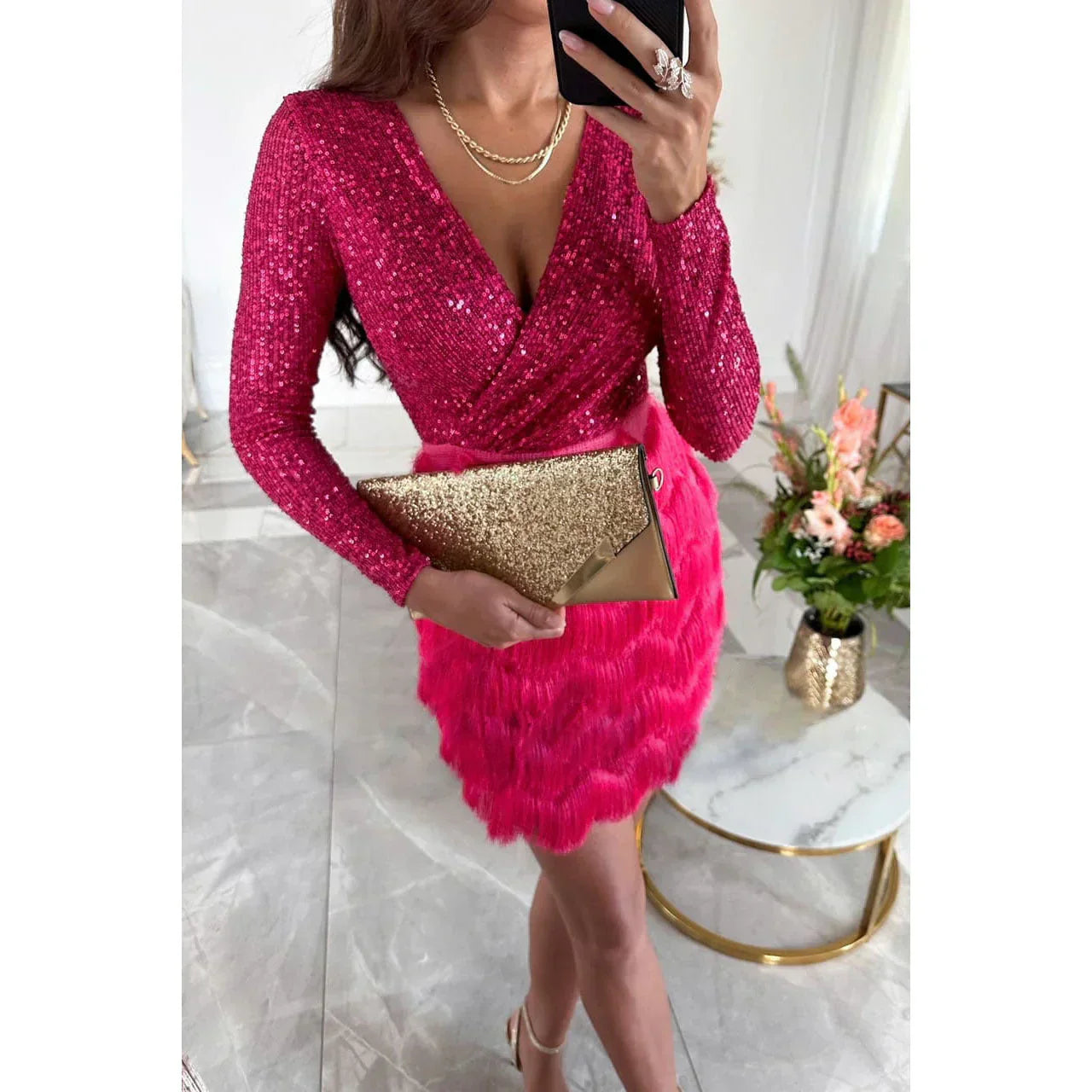 Tara - Glitter Wrap Dress