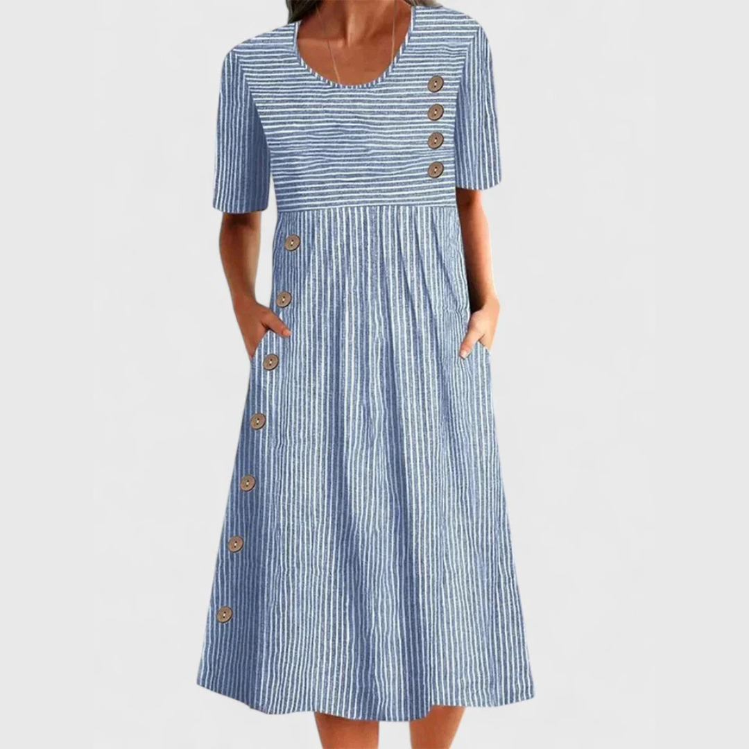 JARNA | STRIPED MIDI DRESS