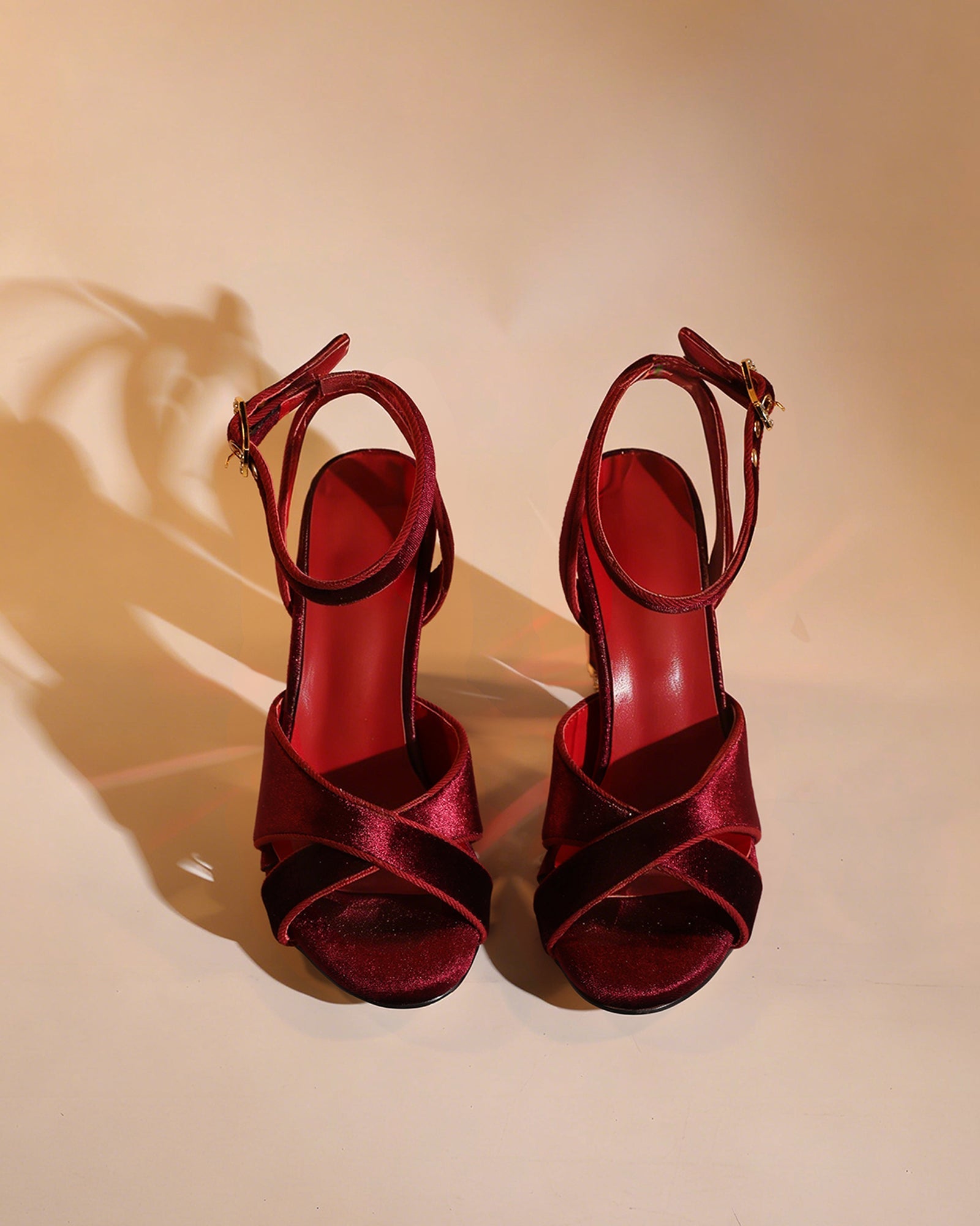 Blythe Velvet Vintage Sandals In Red
