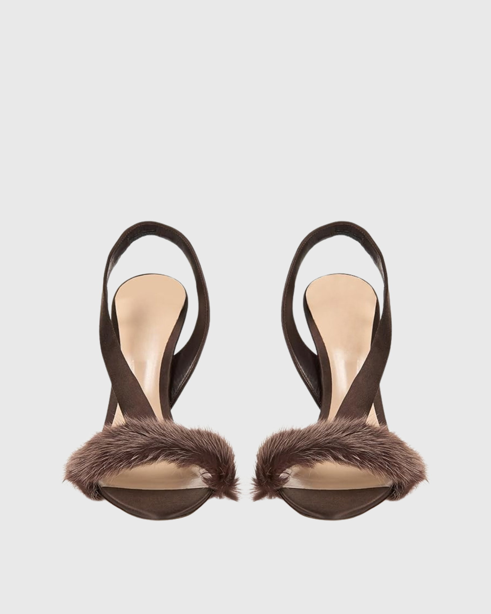 Devin Faux Fur Slingback Sandals In Brown