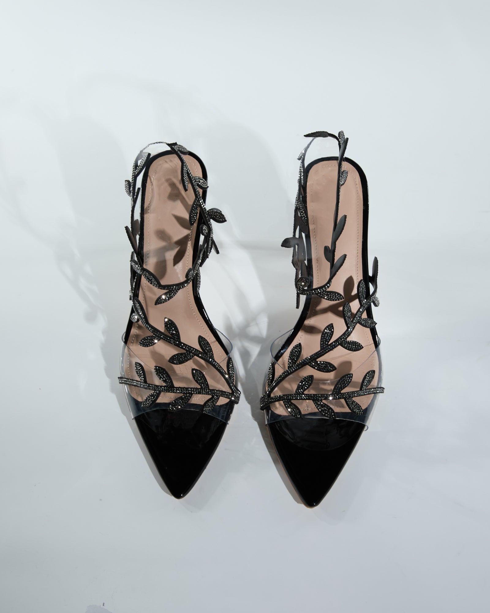 Ealar Rhinestone Leaf Sandals In Black