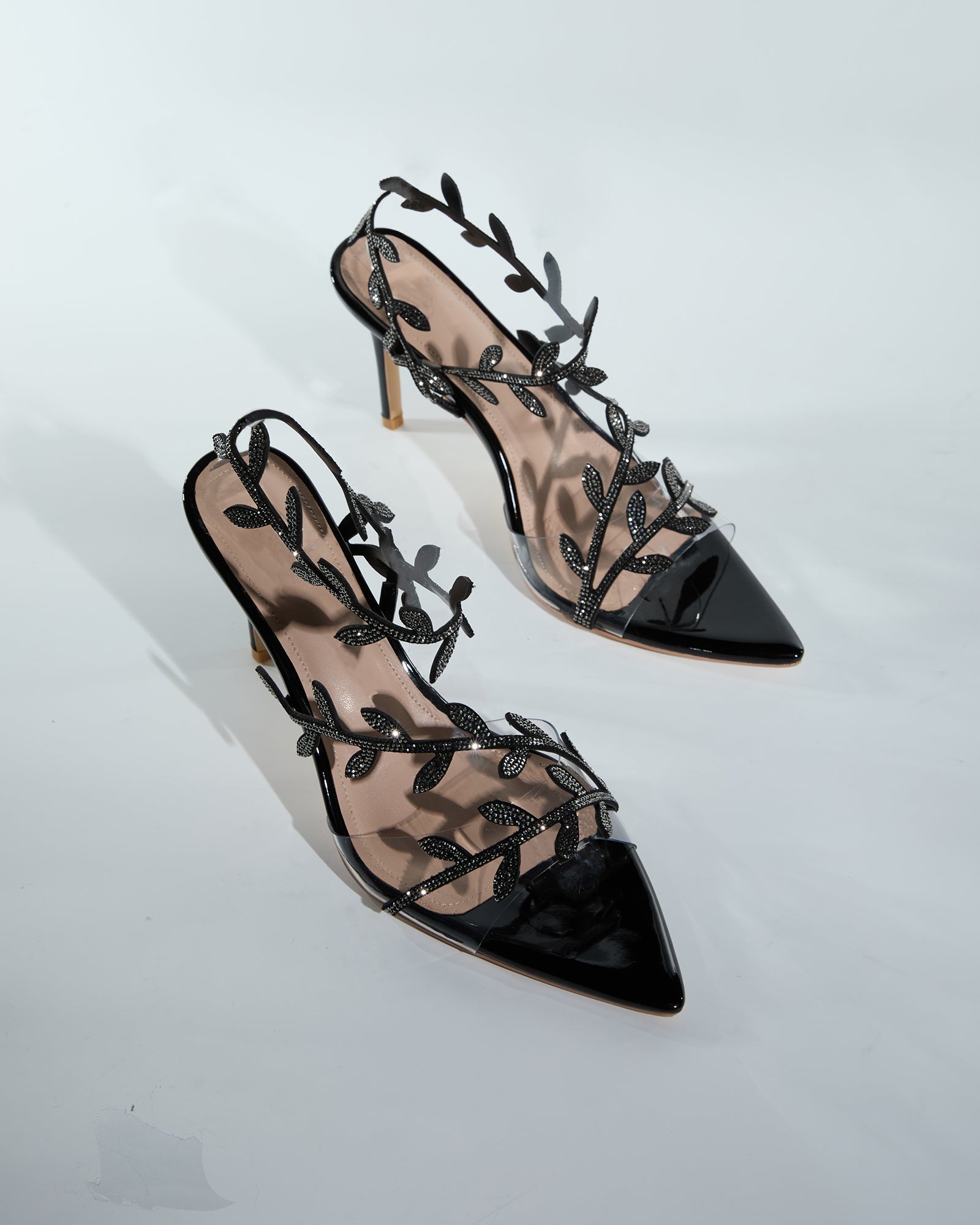 Ealar Rhinestone Leaf Sandals In Black