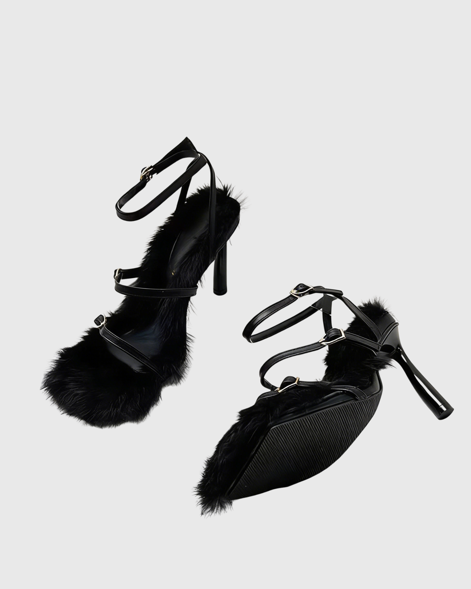 Elain Strappy Faux Fur Sandals