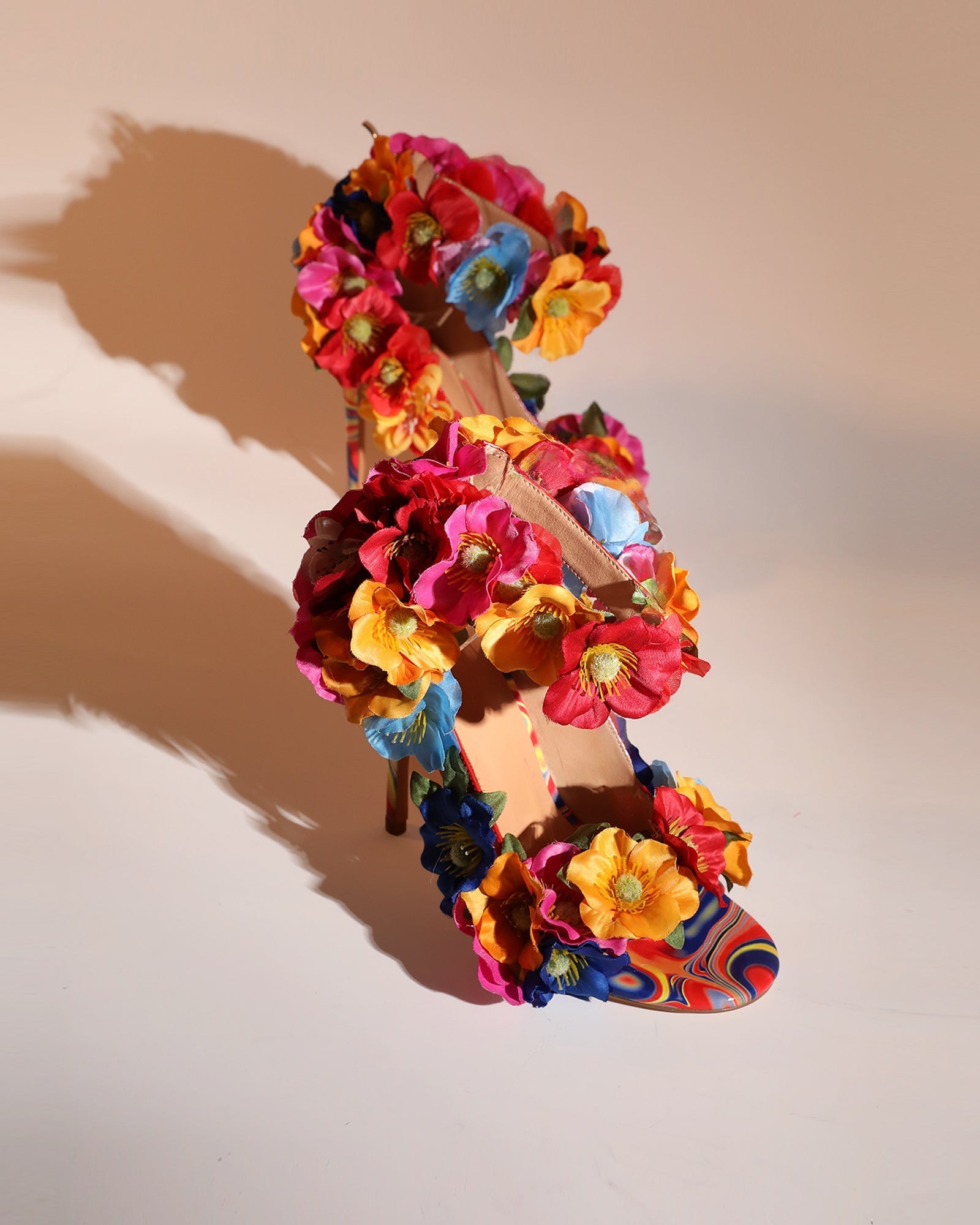Fadwa 3D Flower Sandals In Multicolor