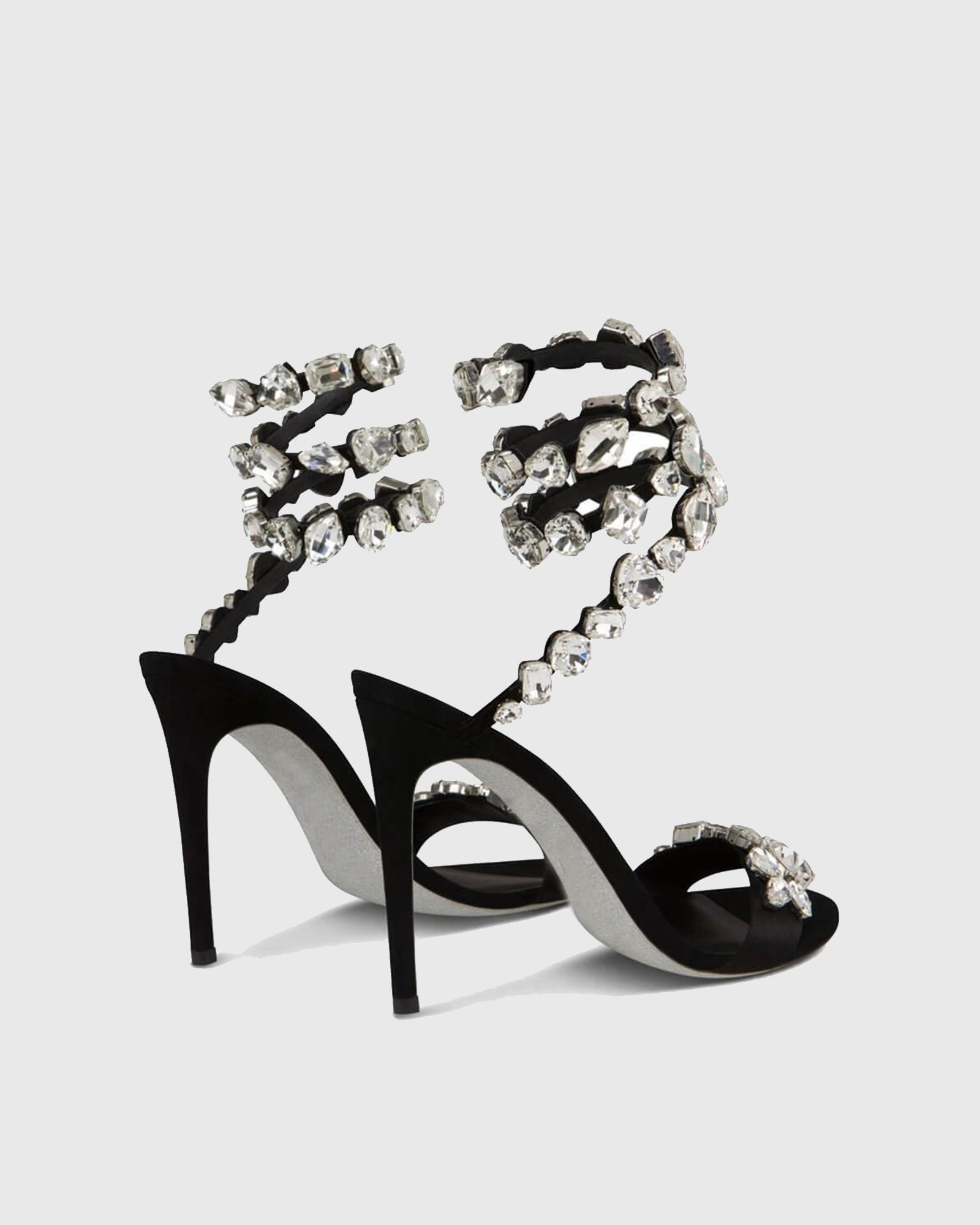 Filide Rhinestone Embellished Lace Up Sandals In Black