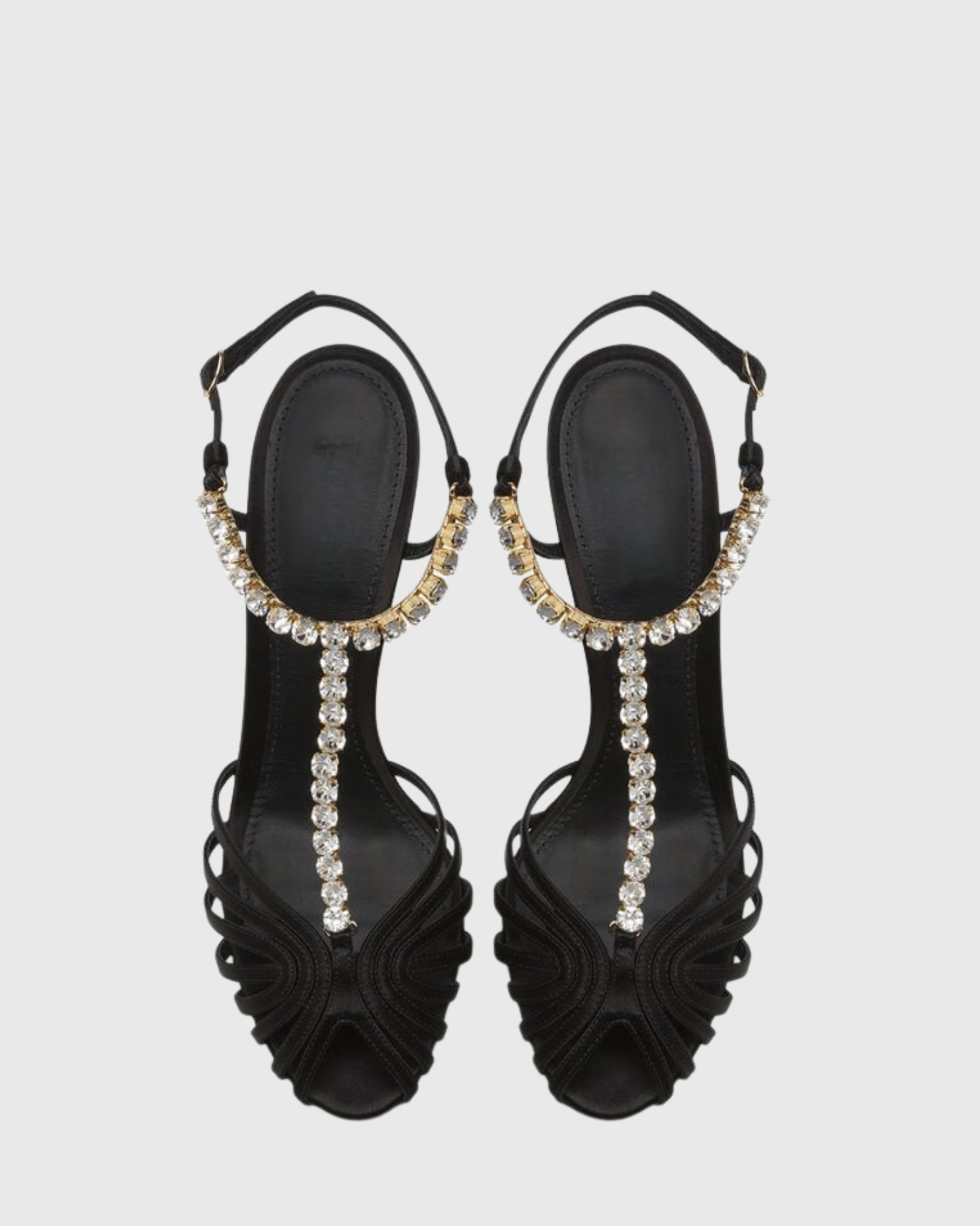 Giannina Golden Rhinestone Chain Cage Sandals