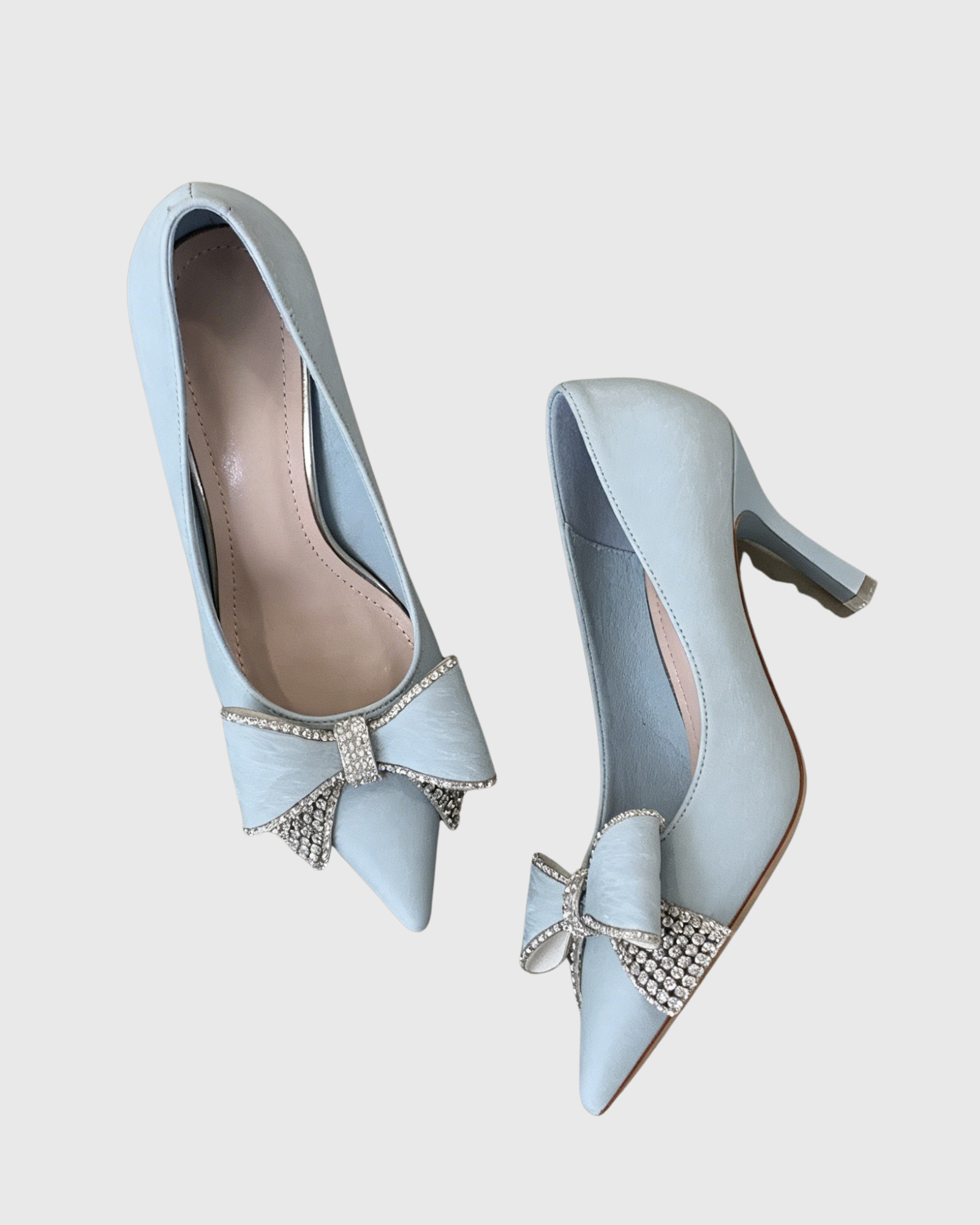 Kia Rhinestone Bow Pumps In Sky