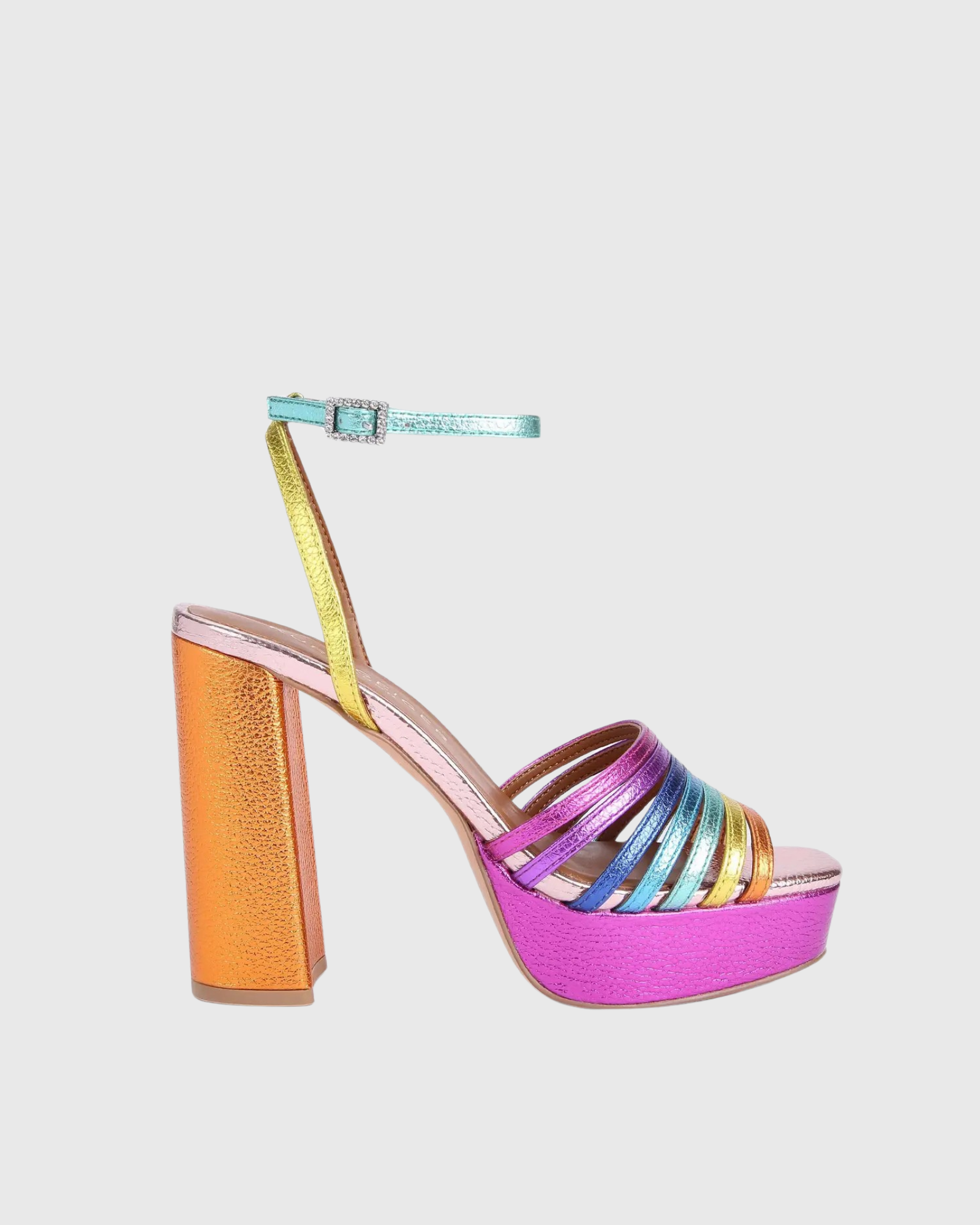 Lilly Rainbow Platform Sandals In Hot Pink