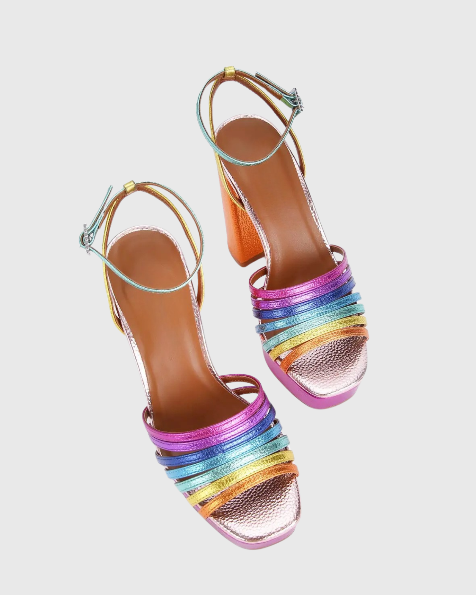 Lilly Rainbow Platform Sandals In Hot Pink