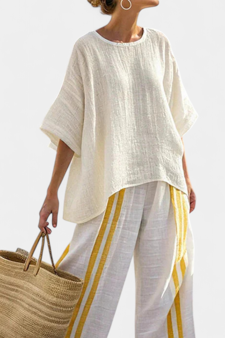 Anselor | Yellow Accent Linen Set