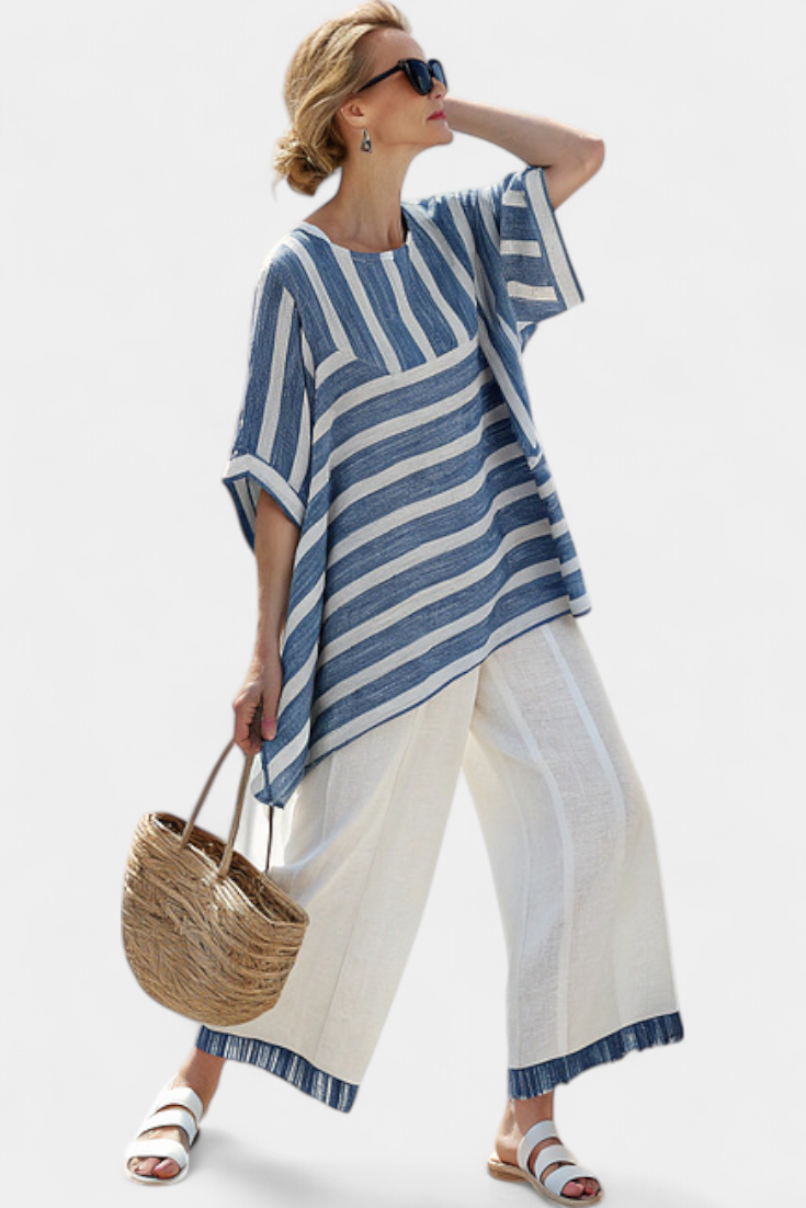 Corvelle | Blue Stripe Linen Set