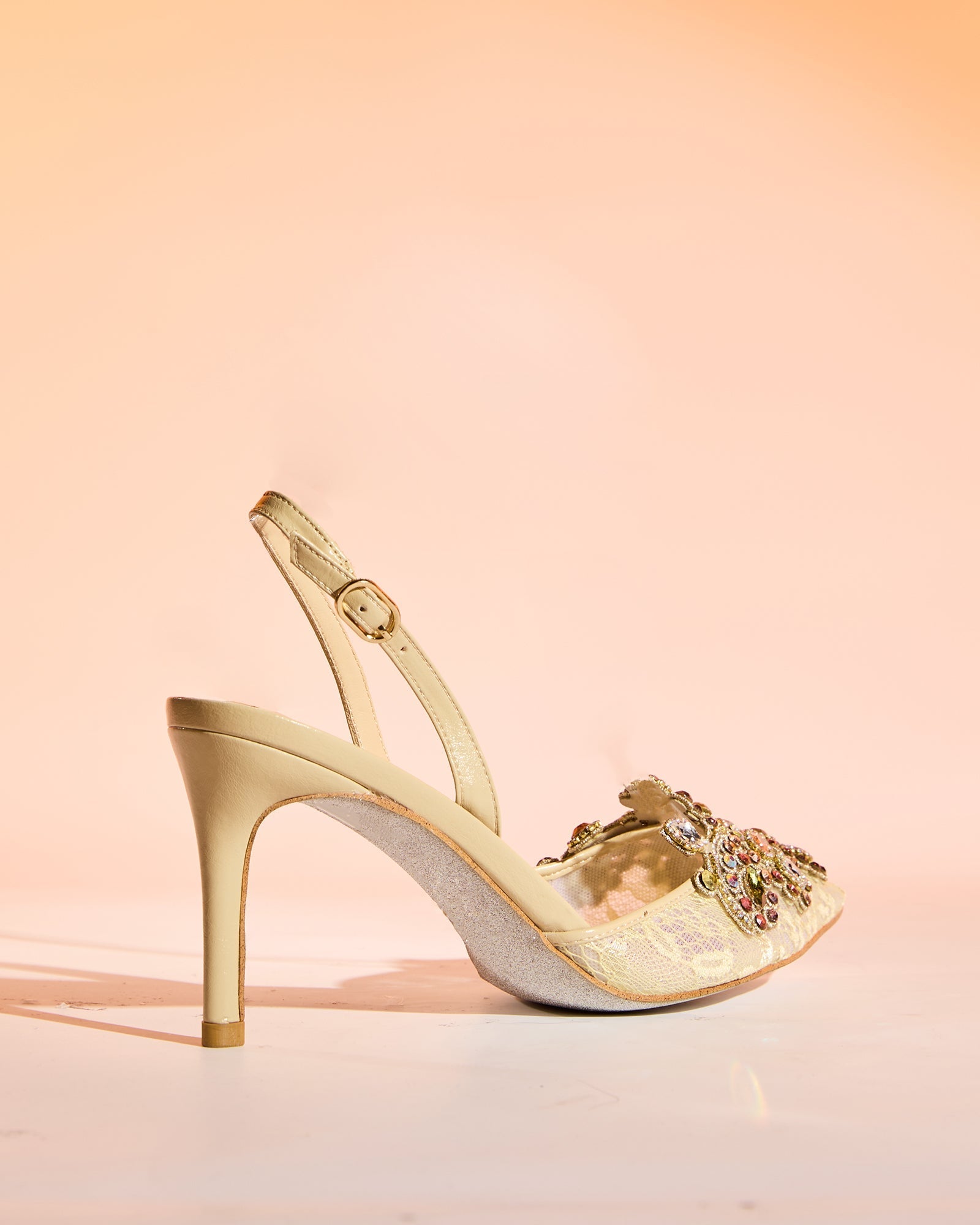 Sadb Diamond Embroidery Slingback Pumps In Nude