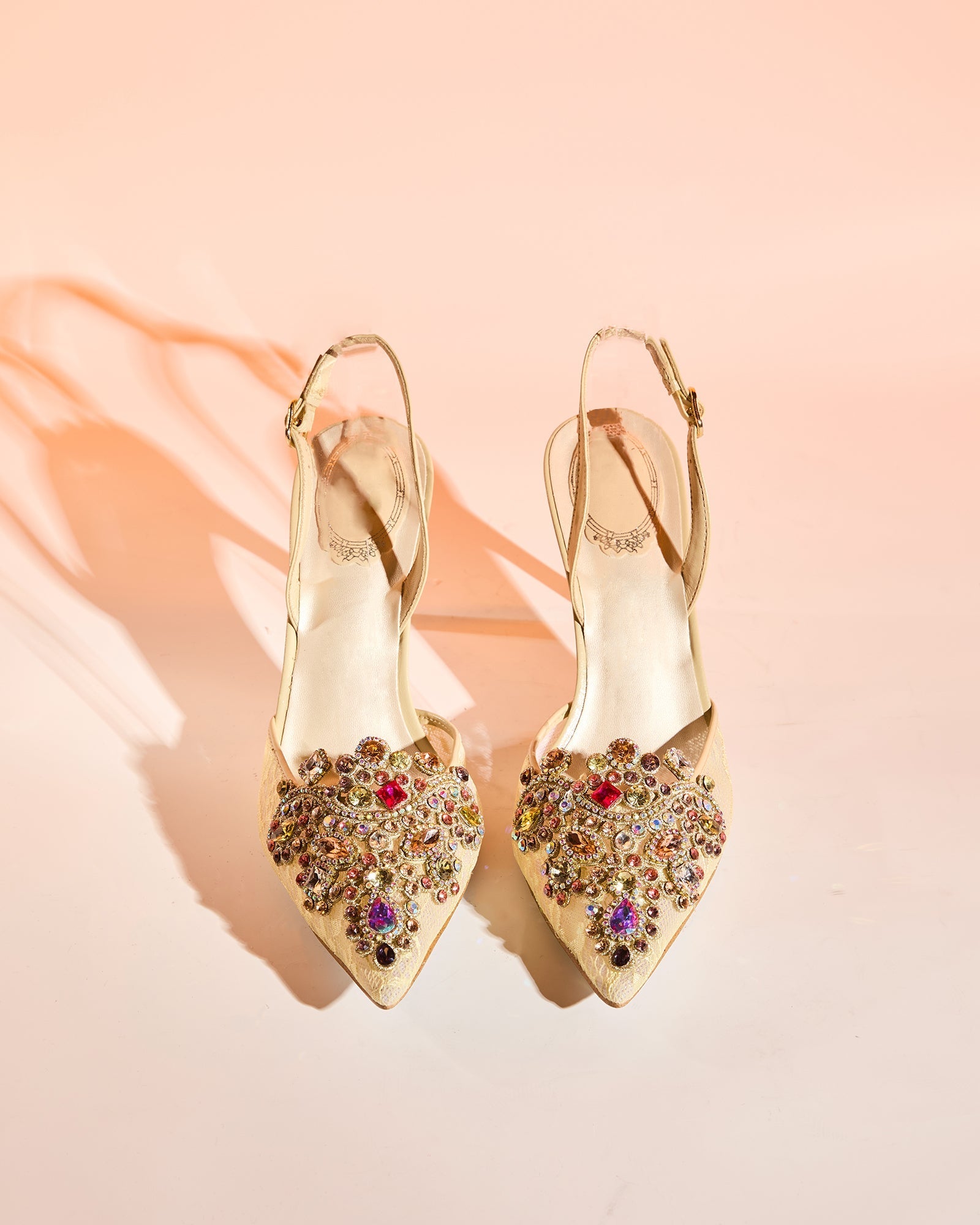 Sadb Diamond Embroidery Slingback Pumps In Nude