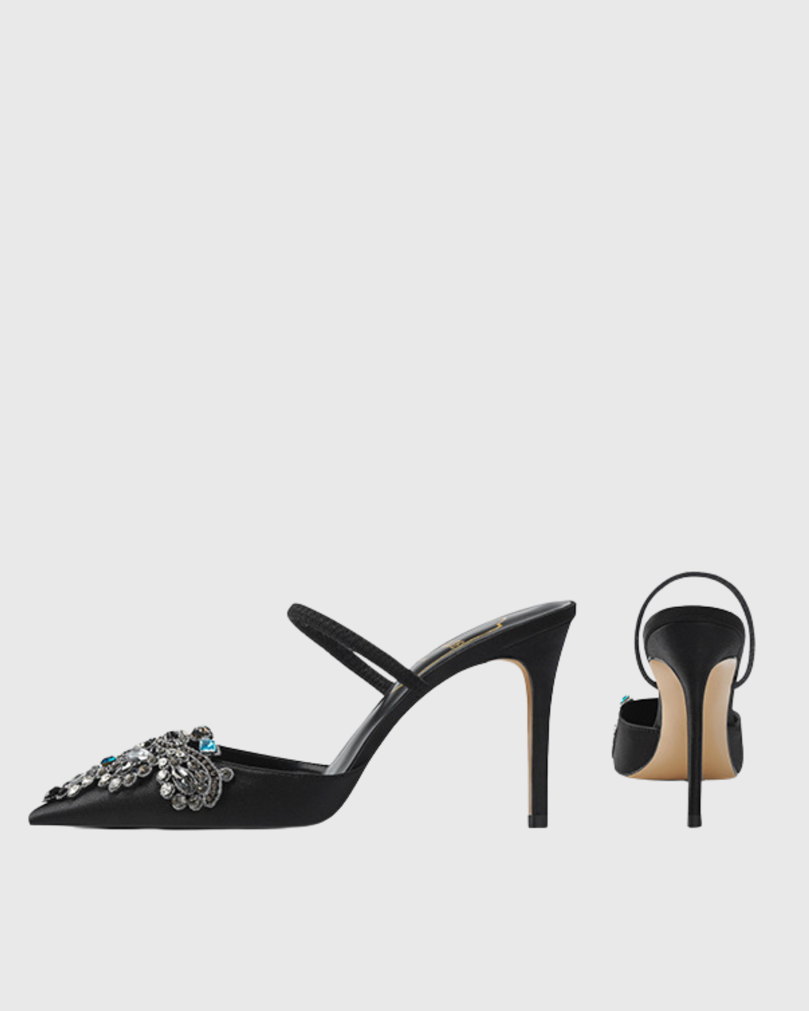 Sadb Rhinestone Satin Mules In Black