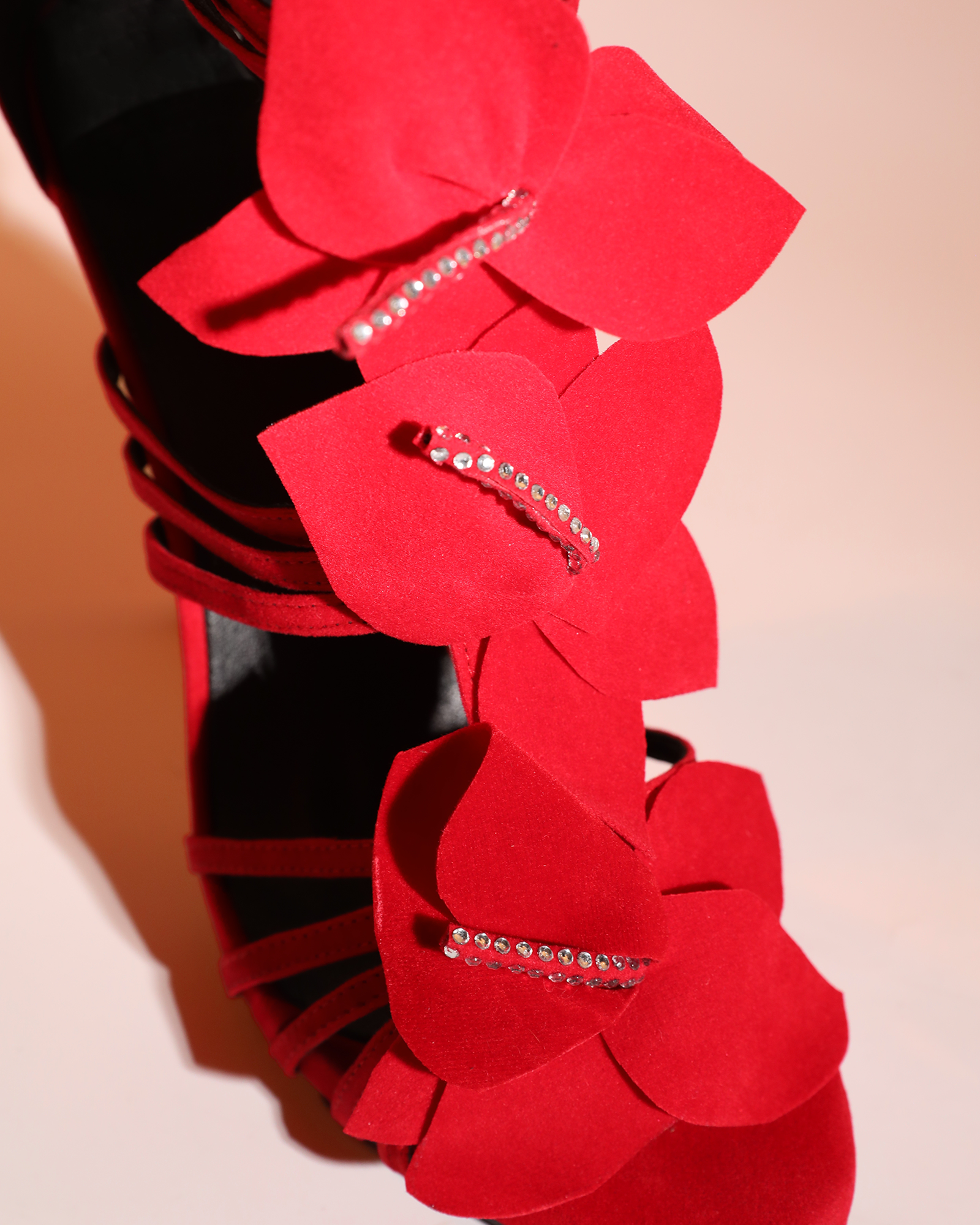Seana 3D Flowers Sandals In Red