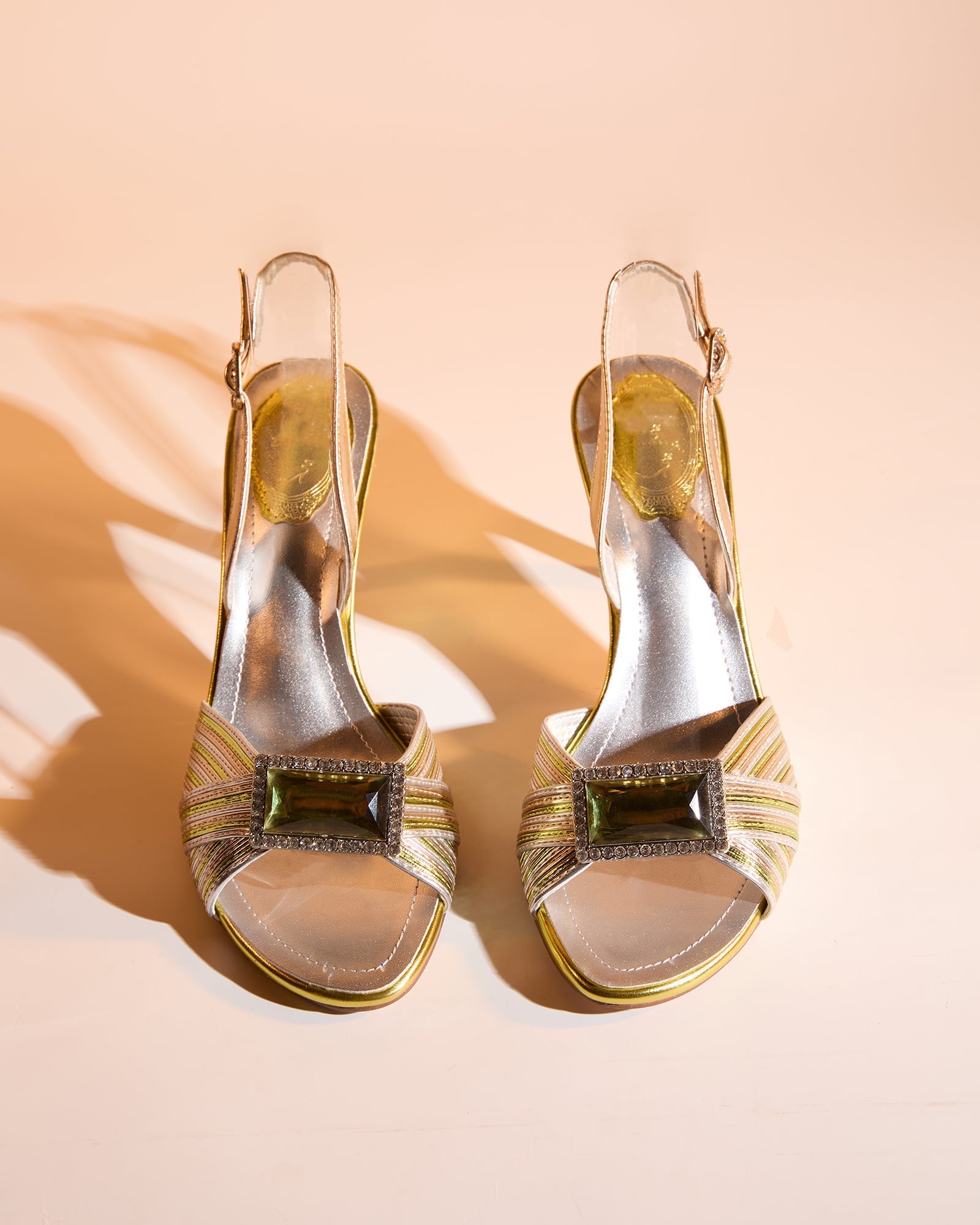 Sevan Vintage Rhinestone Slingback Sandals In Green