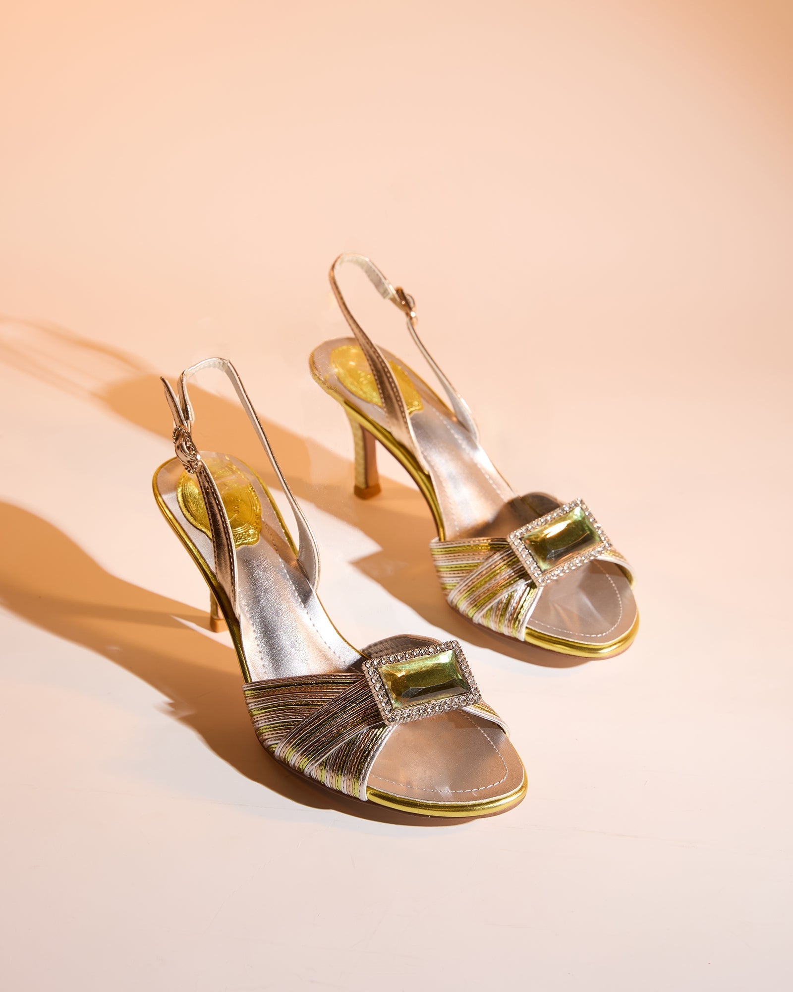 Sevan Vintage Rhinestone Slingback Sandals In Green