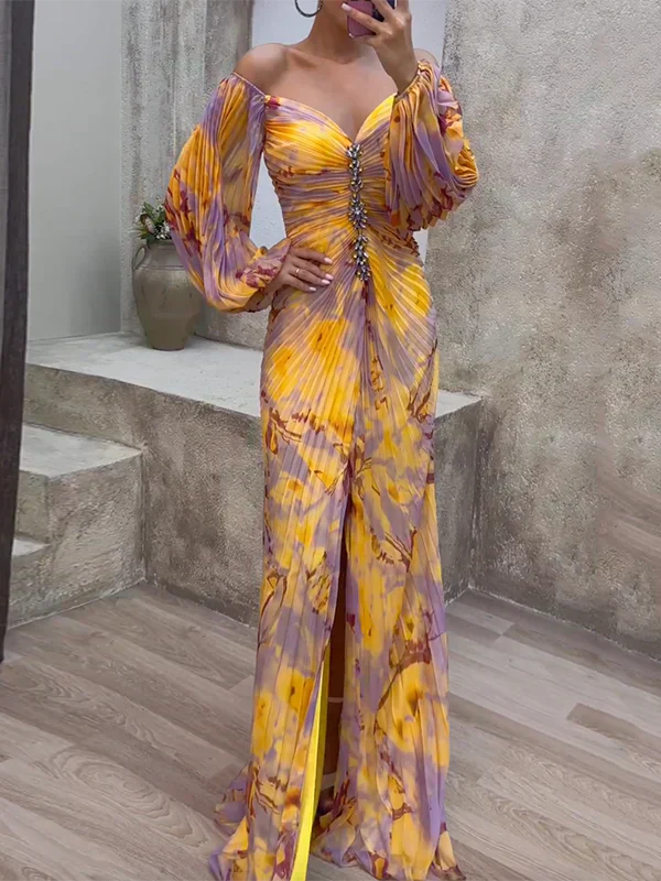 Avery™ | Long Pleated Evening Dress
