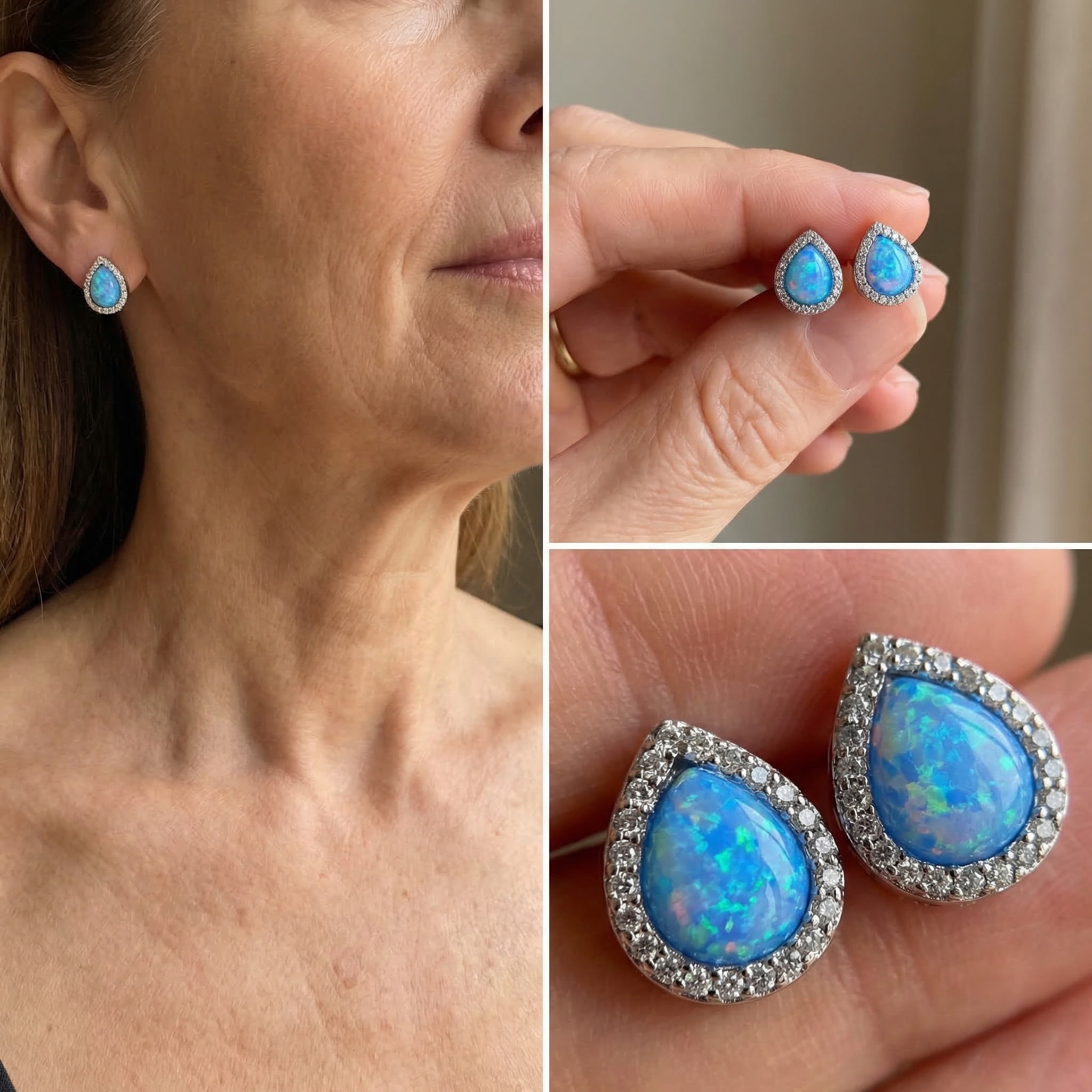 Opal and Silver Earrings