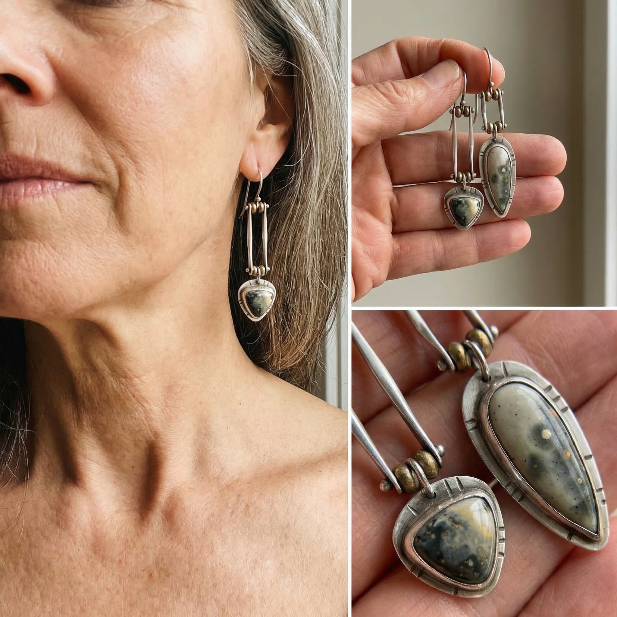 Antique" asymmetric earrings