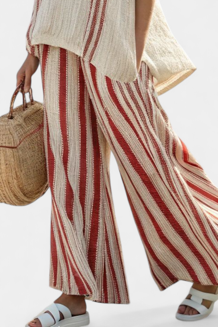 Mirella | Classic Red Stripe Linen Set