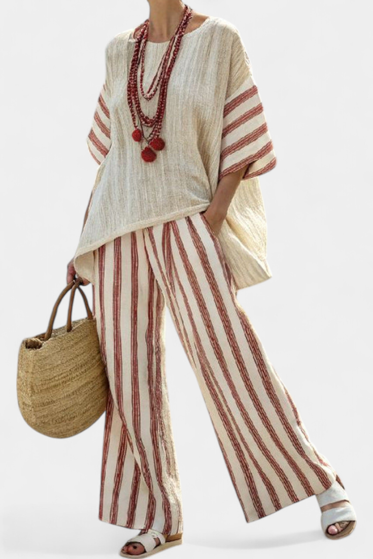 Brielle | Rustic Stripe Linen Set