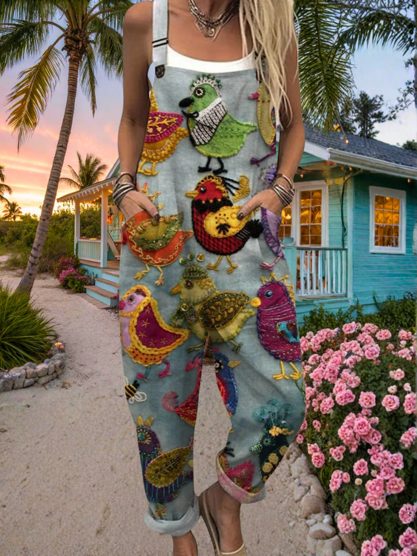 Vintage Colourful Bird Jumpsuit