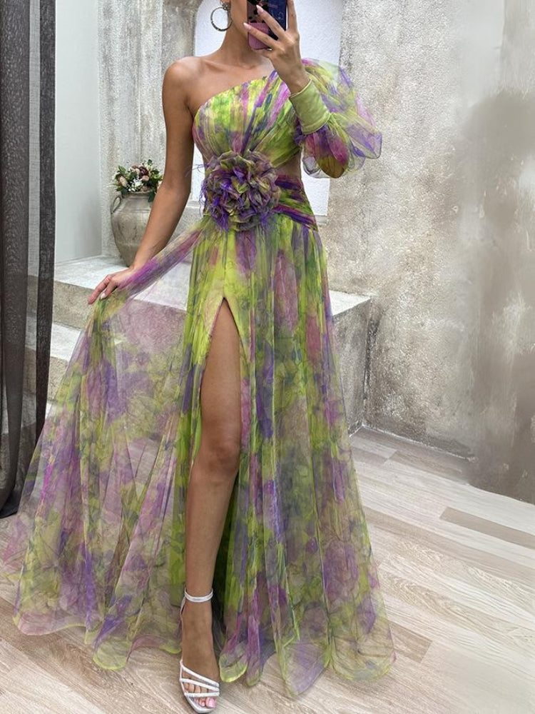 Gella - One-Shoulder Floral Maxi Dress